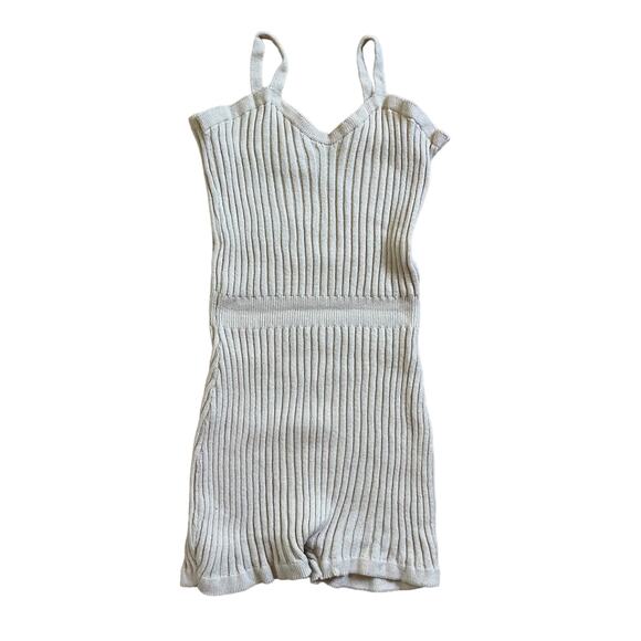 Pretty Little Thing Ribbed One Piece Romper Cream Size Medium - Picture 1 of 3